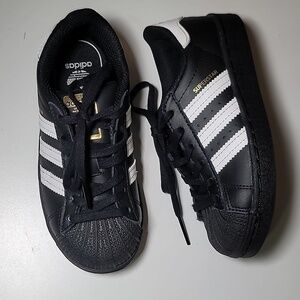 ADIDAS SUPERSTAR Lace Up Trifoil Sneakers Boys Leather
